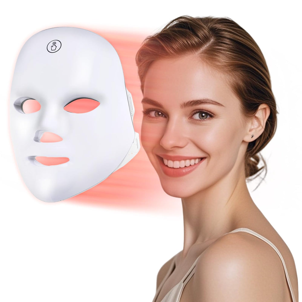 MUSEWISH red light mask close-up showing 80 LEDs for radiant skin.