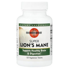 Mushroom Matrix Lion's Mane bottle with earthy label supporting focus and daily vitality.
