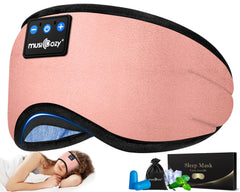 MUSICOZY Sleep Headphones worn as a night mask with built-in speakers for peaceful rest.