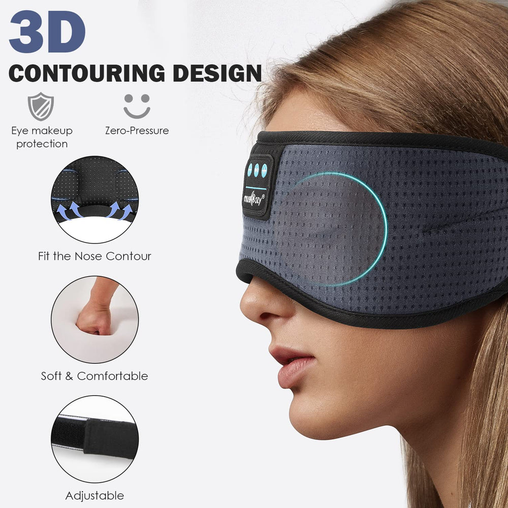 MUSICOZY Sleep Headphones nose-block design reduces light intrusion during sleep.