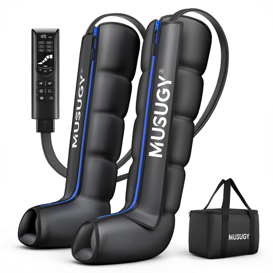 Musugy sequential air compression system front view for full leg recovery.