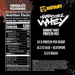 Mutant Hardcore Whey chocolate mixer-dissolve displays fast mix with liquids