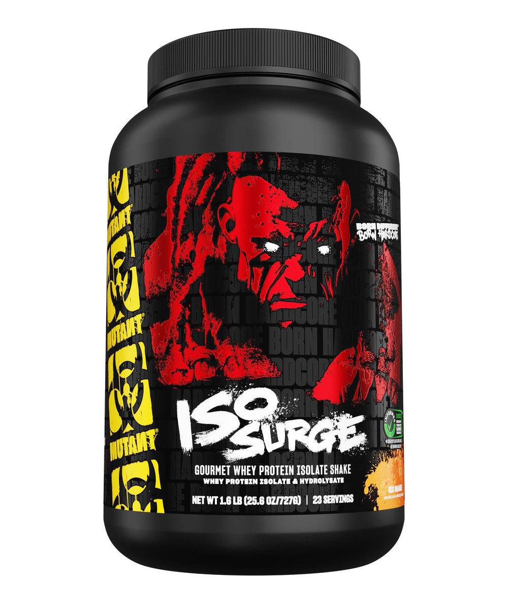 Mutant ISO Surge whey protein bottle ready for post workout fueling