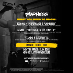 Mutant Madness shaker with peach mango mix ready to energize training