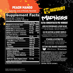 Mutant Madness tub on shelf, a premium pre‑workout option for focus