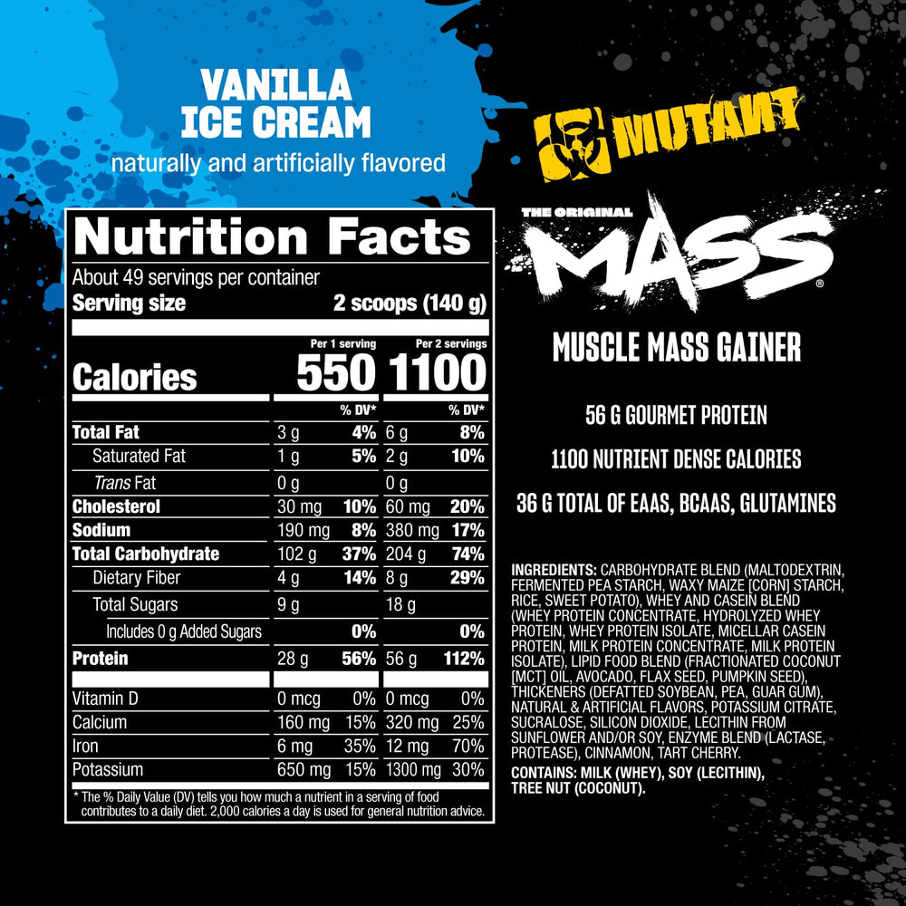 Mutant Mass natural whole-food ingredients including barley and oats