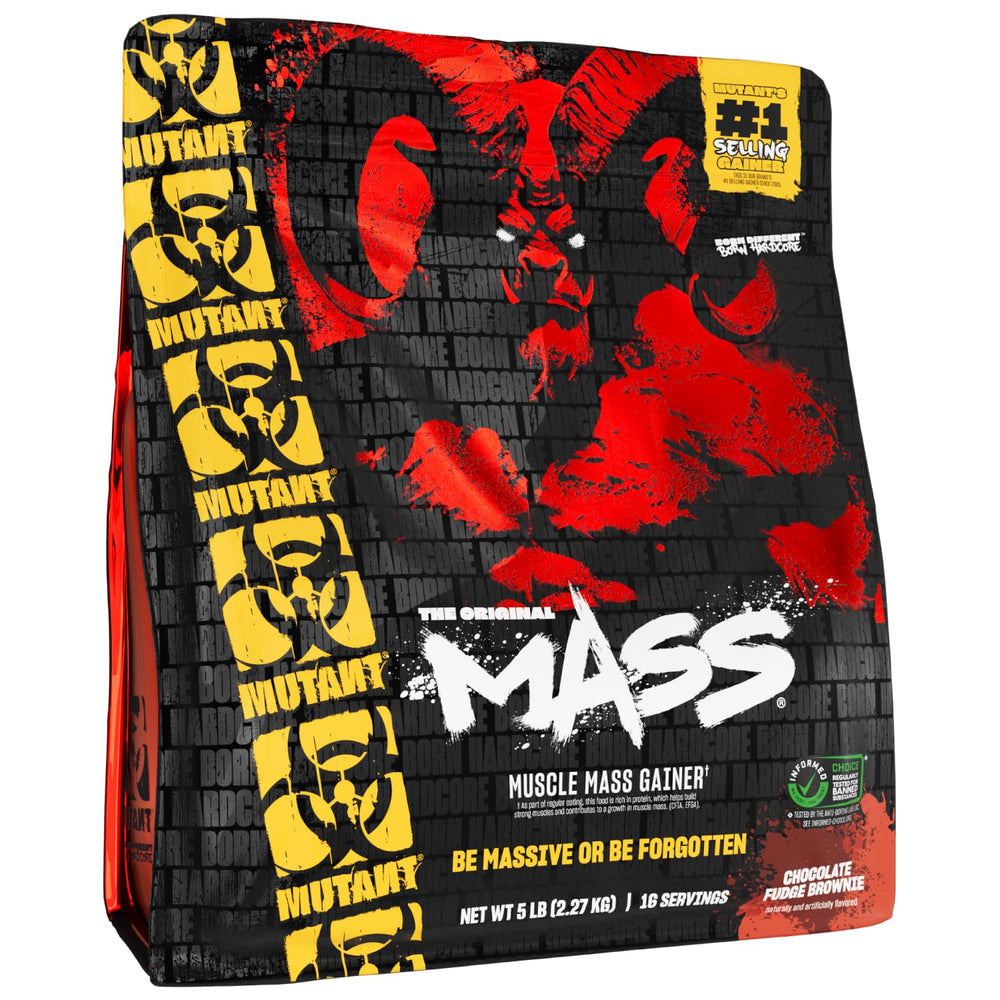Mutant Mass weight gainer powder bag shows bulk nutrition for mass