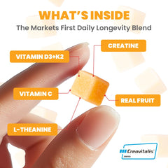 MX Wellness Creatine Monohydrate Gummies mango flavor slice showing tasty, sugar-free option.
