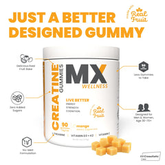 MX Wellness Creatine Monohydrate Gummies two gummies daily dose for simple routine.