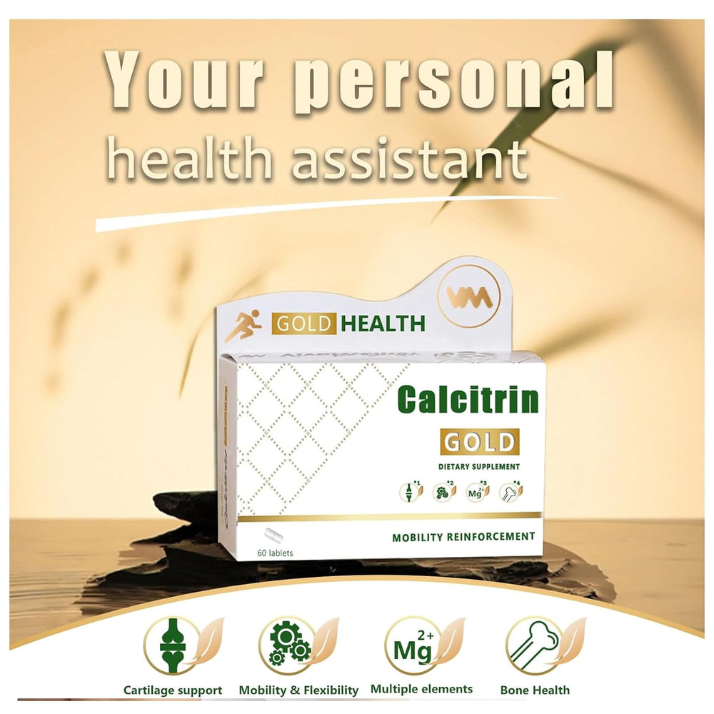 MXZ Calcitrin Gold bottle label detailing key nutrients for bone support.