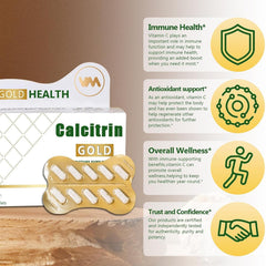 MXZ Calcitrin Gold daily-dose image emphasizing consistent intake with meals.