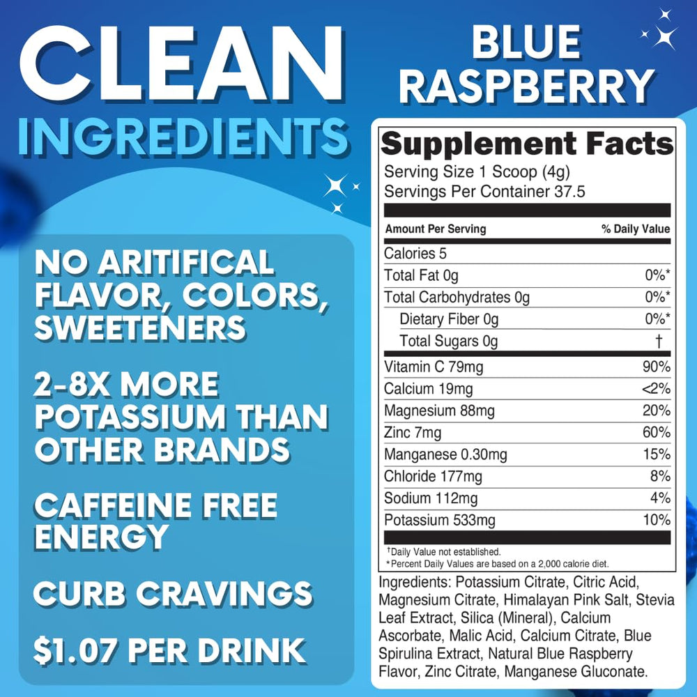 My Adventure to Fit blue raspberry electrolytes close-up powder reveals vibrant flavor