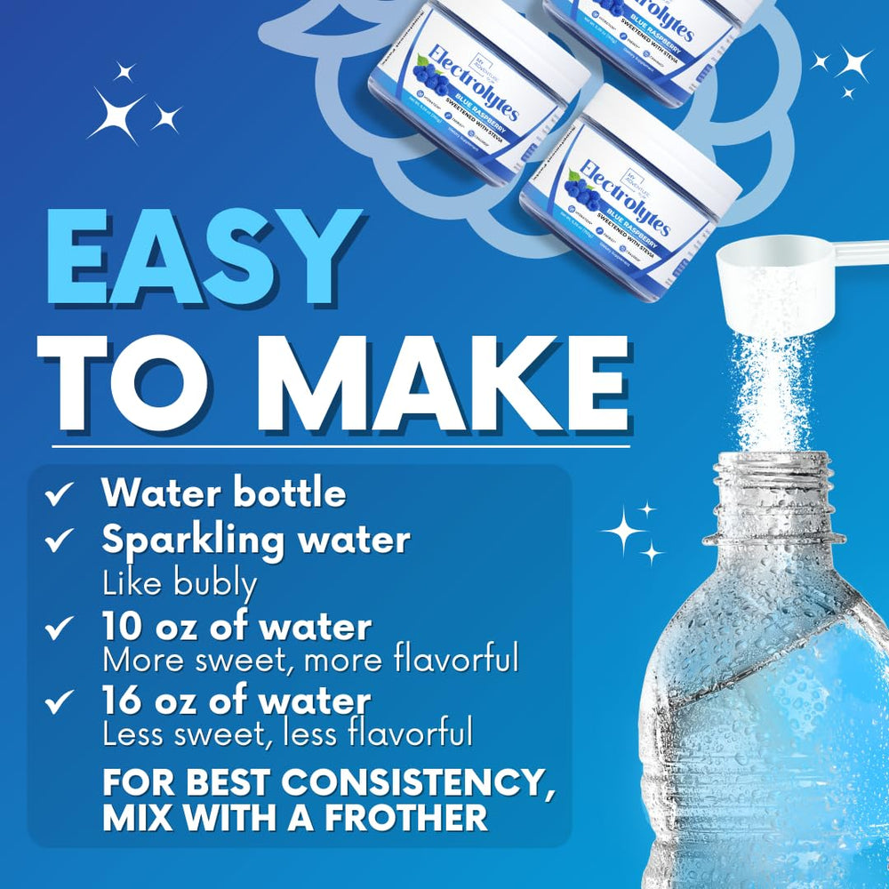 My Adventure to Fit blue raspberry electrolytes packaging on shelf demonstrates sugar-free hydration
