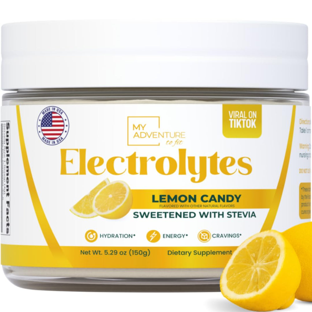 My Adventure to Fit Zero Sugar Lemon Candy bottle for refreshing hydration.