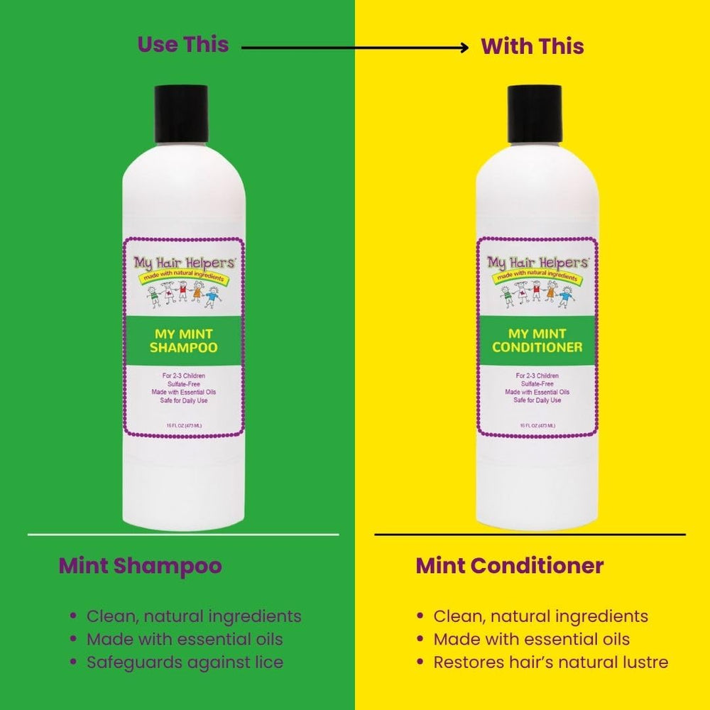 My Hair Helpers lice prevention conditioner kids hair application, smooth routine.