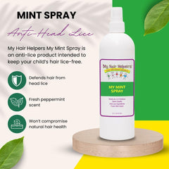 MY HAIR HELPERS Mint Lice Spray mist on child hair after school
