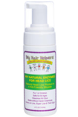 My Hair Helpers nit-glue-dissolving-mousse demonstrates nit glue dissolution for easy nit removal.