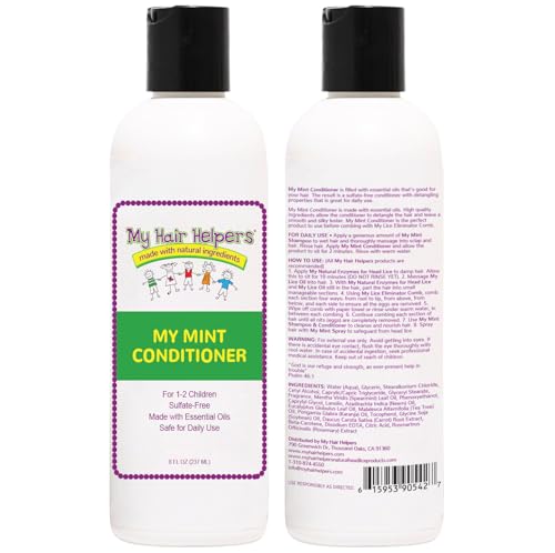 My Hair Helpers peppermint shampoo close-up highlighting refreshing scent.