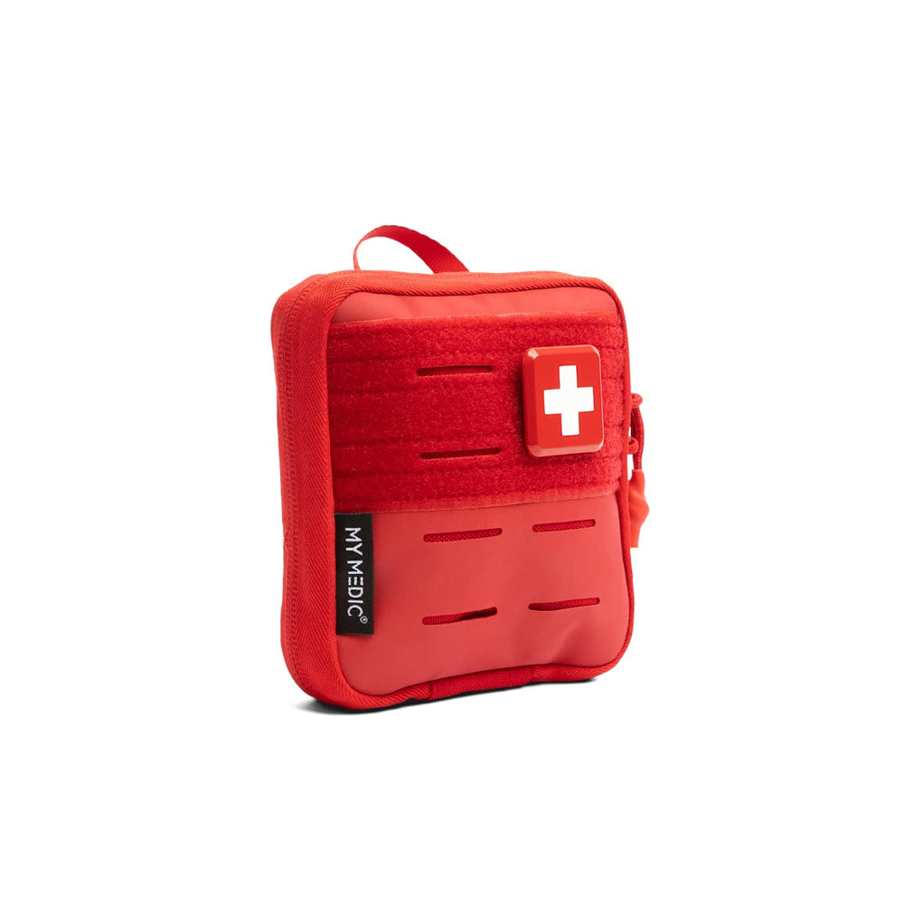 MY MEDIC Everyday Carry Kit red front view shows portable readiness for emergencies.