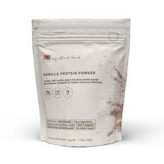 My Optimal Blend Vanilla Protein Powder bottle highlights organic nutrition for clean fueling.