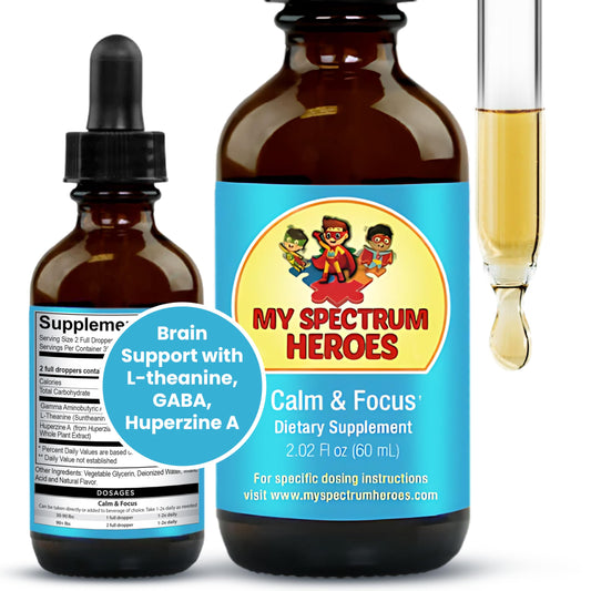 My Spectrum Heroes Calm & Focus Drops bottle supports daily calm and focus.