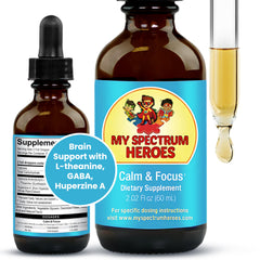 My Spectrum Heroes Calm & Focus Drops bottle supports daily calm and focus.
