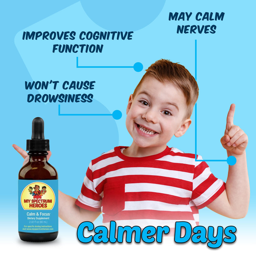 Child taking drops illustrates kid-friendly, non-pill solution.