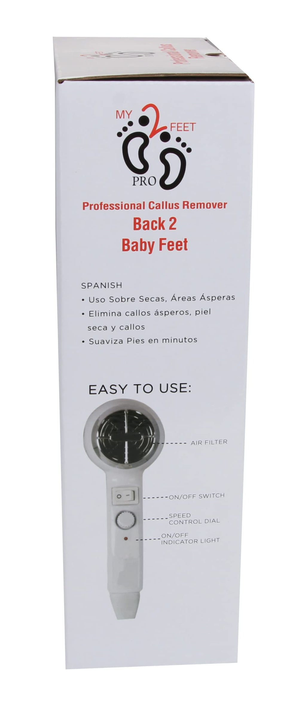 My2Feet callus remover in use on dry feet for smooth results.