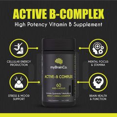 Label detail reveals methylfolate and choline content in myBrainCo Active-B Complex.