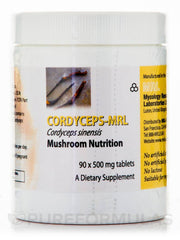 Mycology Research Labs Cordyceps Sinensis MRL 500mg bottle suggests natural vitality support