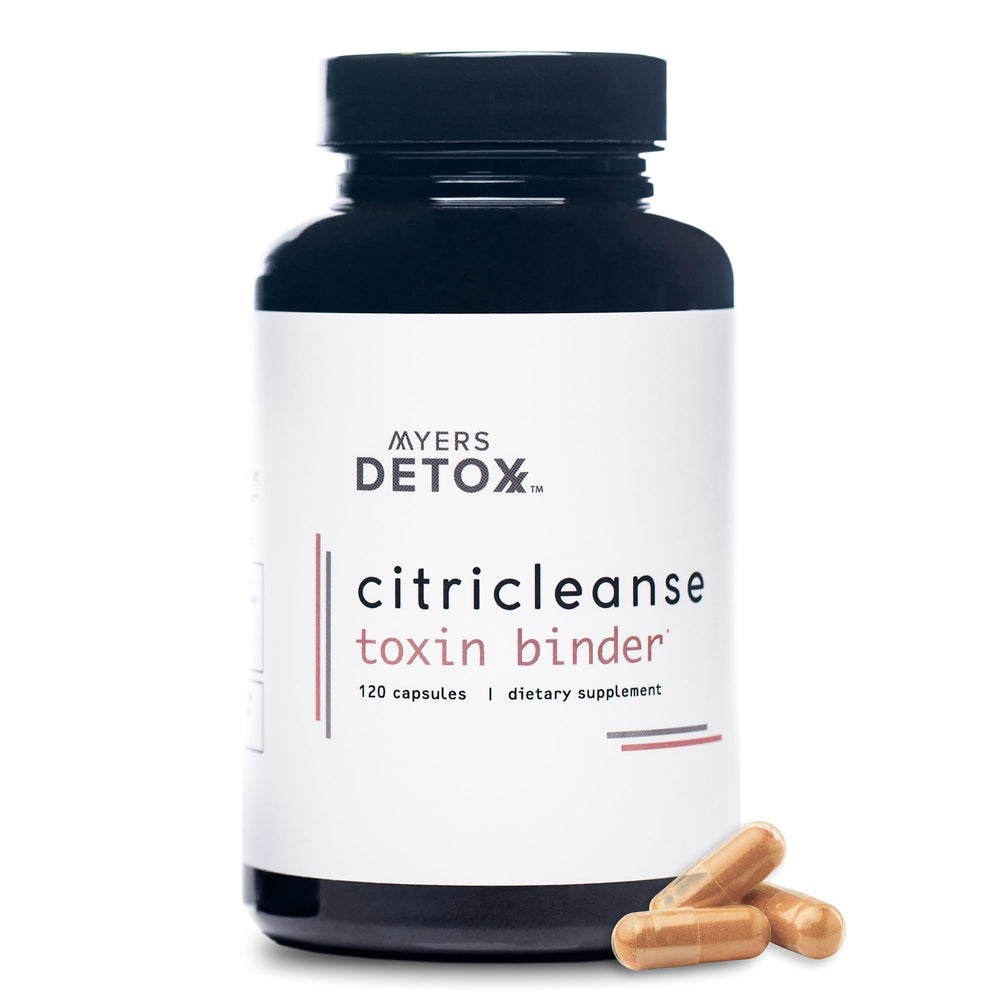 Myers Detox CitriCleanse bottle on a clean surface, supporting daily detox routine.