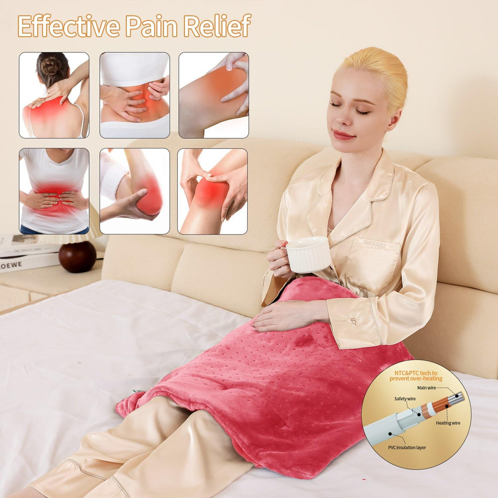 Myiosus grapefruit-red pad provides even heat through weighted-bead design.