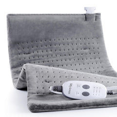 Myiosus massaging weighted heating pad on the back delivers targeted warmth for muscle relief.