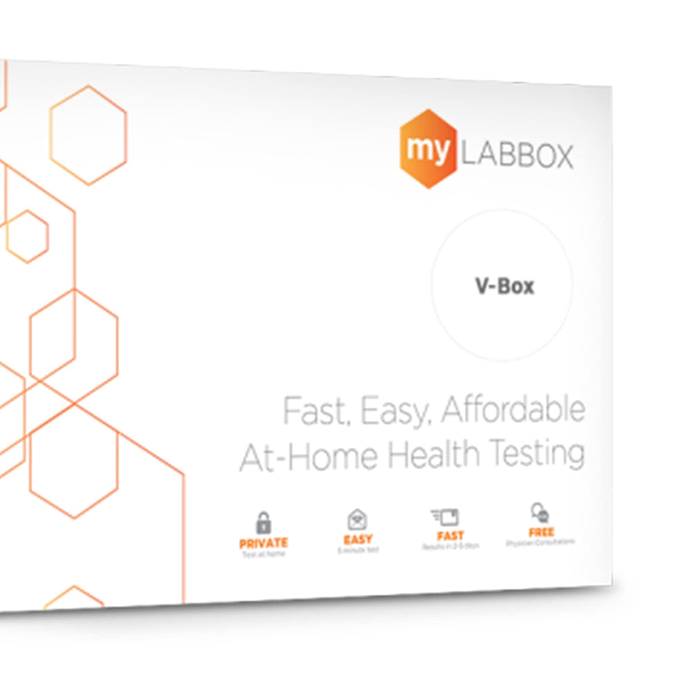 myLAB Box V-Box at-home sample collection shows simple steps for reliable screening