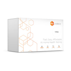 myLAB Box V-Box front view of the at-home vaginal health kit for privacy