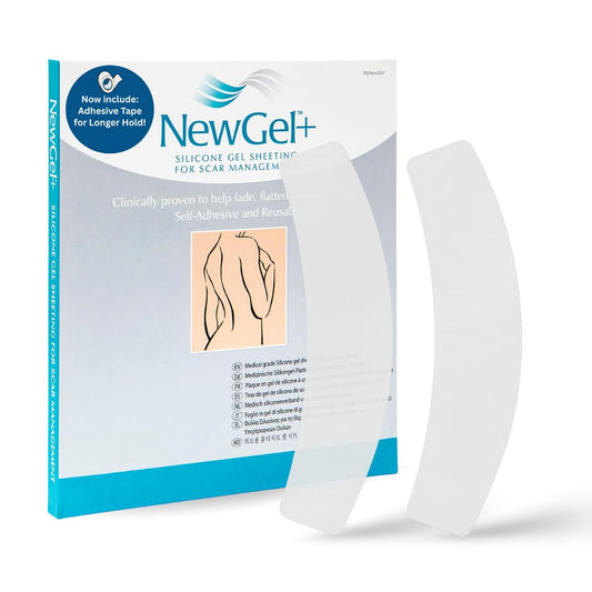 MyNewGel Plus scar sheet on abdomen for discreet scar care.