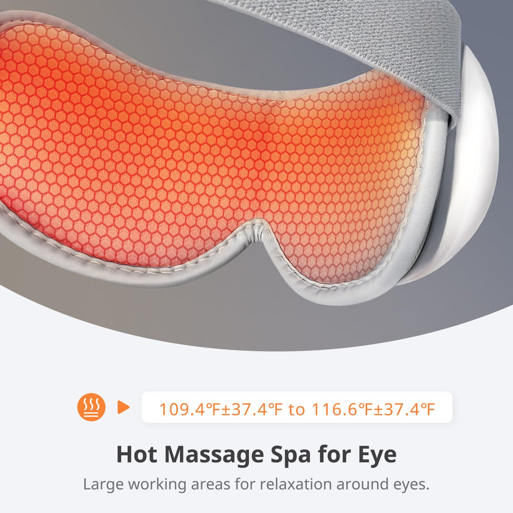 Mynt Eye Massager heat function and controls for customizable comfort.
