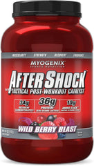 Myogenix AFTERSHOCK Wildberry bottle ready for post-workout recovery and glycogen support.