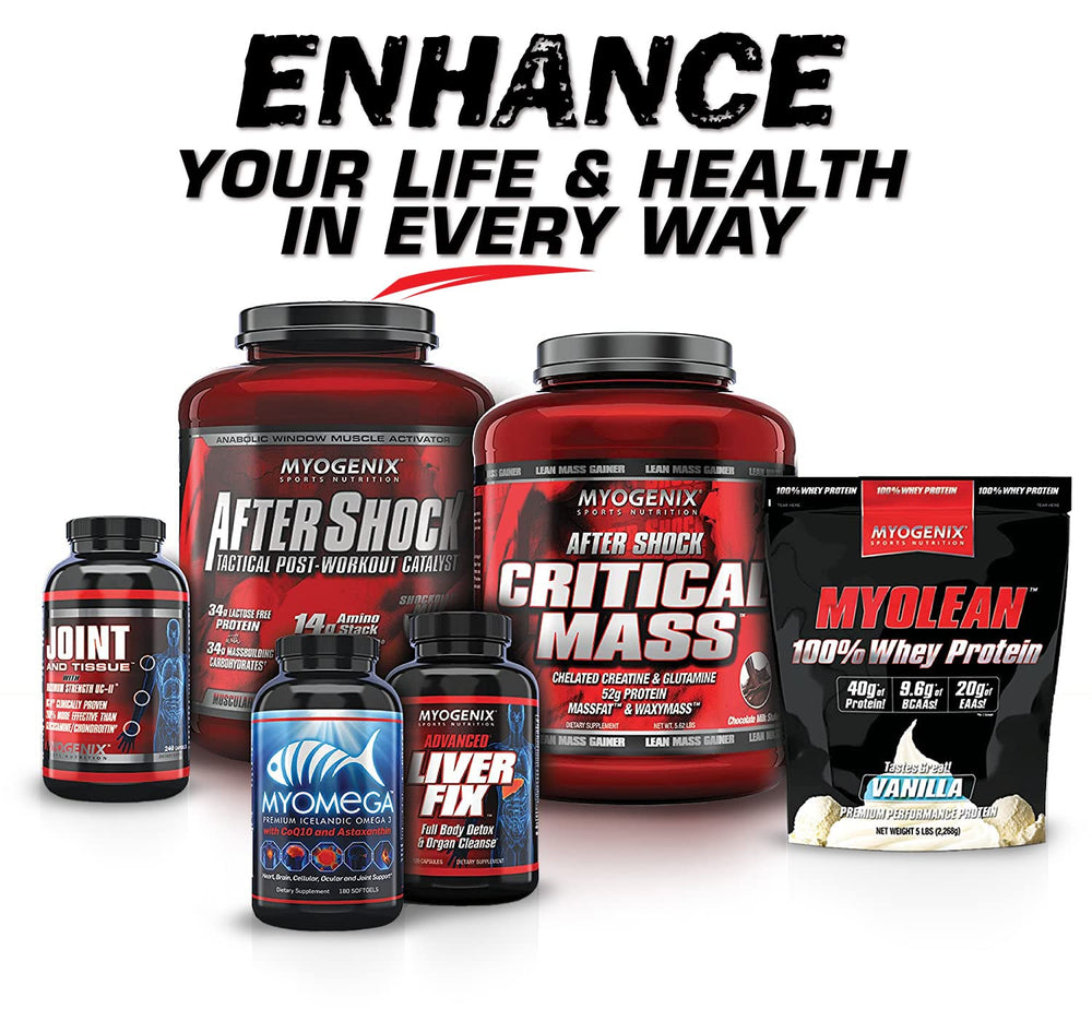 Myogenix Myolean chocolate meal replacement setup for busy days.