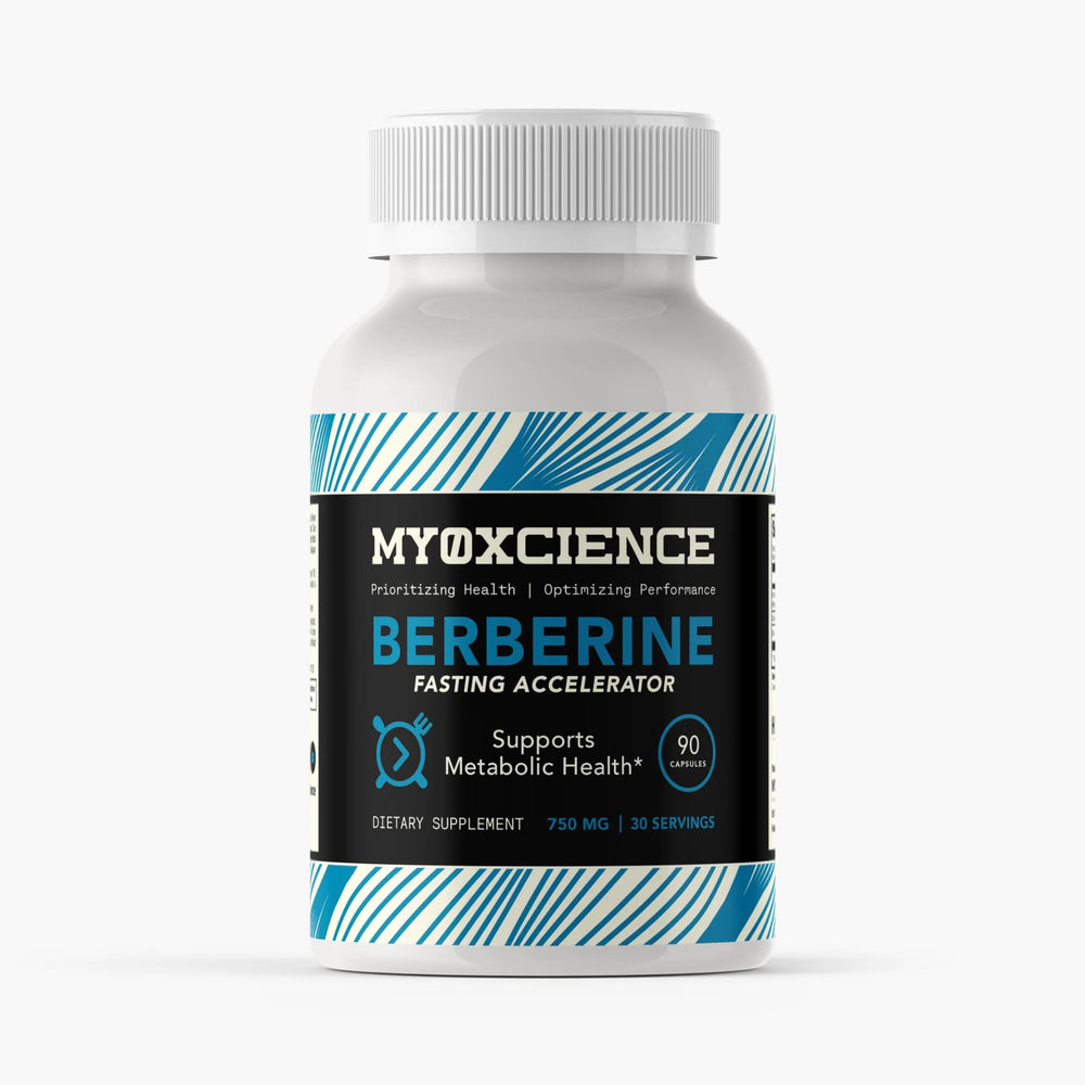 MYOXCIENCE Berberine Fasting Accelerator bottle with dosage label for easy use.