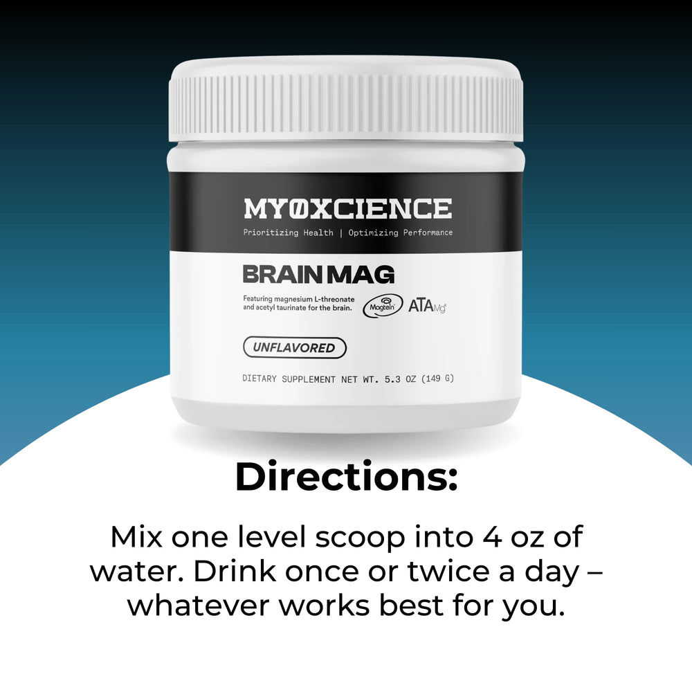 MYOXCIENCE Brain Mag container with 60 servings label.