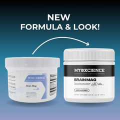 MYOXCIENCE Brain Mag powder being mixed for smooth, unflavored supplementation.