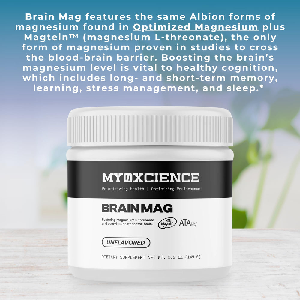 MYOXCIENCE Brain Mag serving scoop with dosage information.