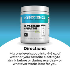 MYOXCIENCE Creapure Creatine bottle with smoothie for convenient use