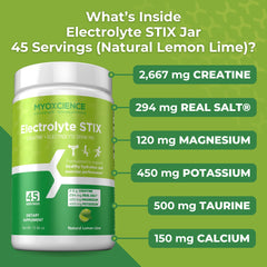 MYOXCIENCE Electrolyte STIX lemon lime drink in glass after workout