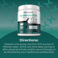 MYOXCIENCE Electrolyte STIX unflavored powder for clean hydration.