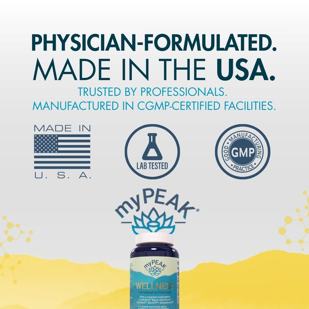 myPEAK PeakBiotic tablet stack illustrating 50B CFU per serving.
