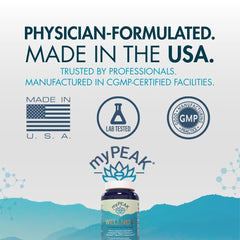 MyPEAK Wellness capsules with water, ideal for on-the-go supplementation.