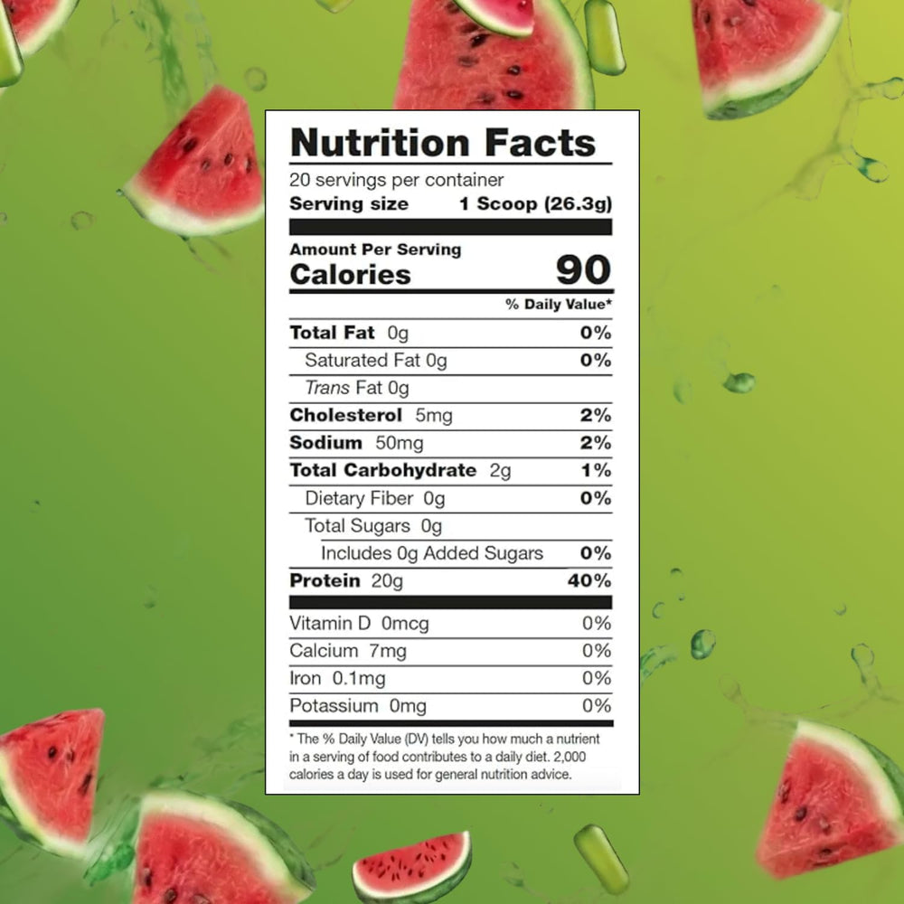 Myprotein Clear Whey Isolate Sour Watermelon glass shows refreshing, low-calorie protein drink.