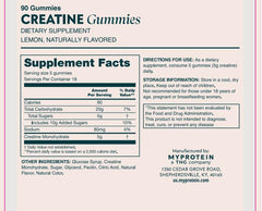 Myprotein Creatine Gummies vegan and non-GMO packaging emphasized.